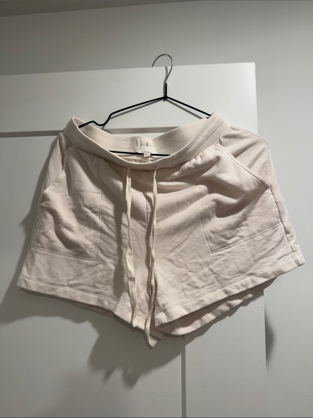 Lou & Grey Soft Drawstring Athletic Shorts — Cream